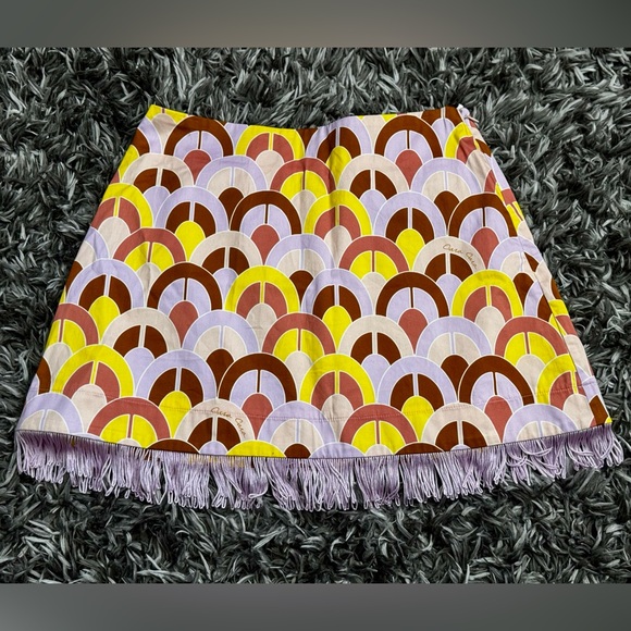 Cara Cara Dresses & Skirts - Cara Cara Vibrant Arch Mini Skirt with Fringe